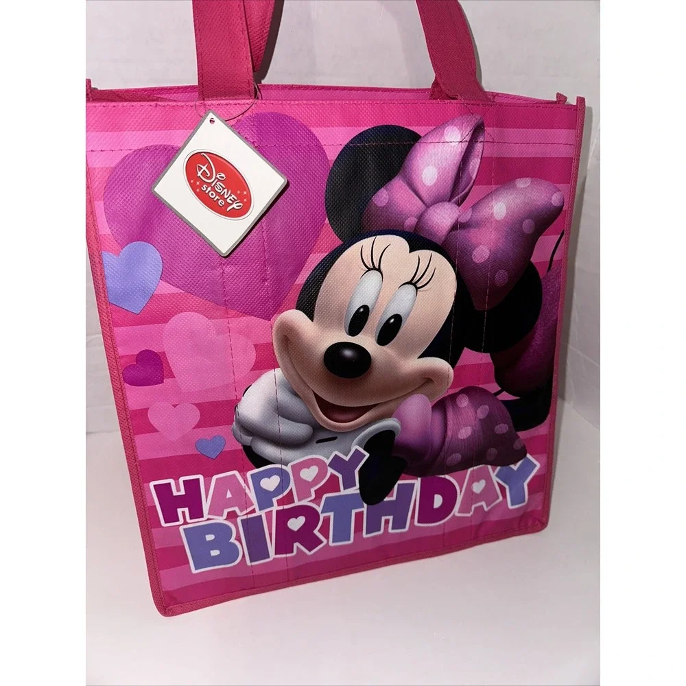 Disney Store Minnie Mouse Happy Birthday Reusable Tote Bag Pink Small Gift Bag
